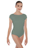 Solid Lycra Cap Sleeve Boatneck Open Back Leotard