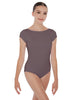 Solid Lycra Cap Sleeve Boatneck Open Back Leotard