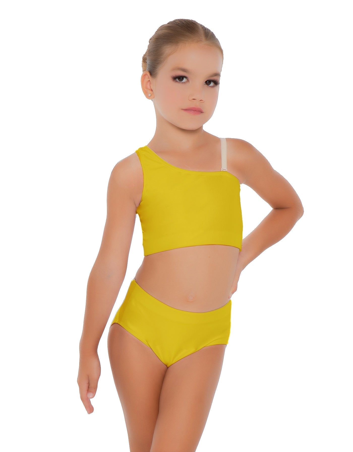 Solid Lycra One Shoulder Crop Top