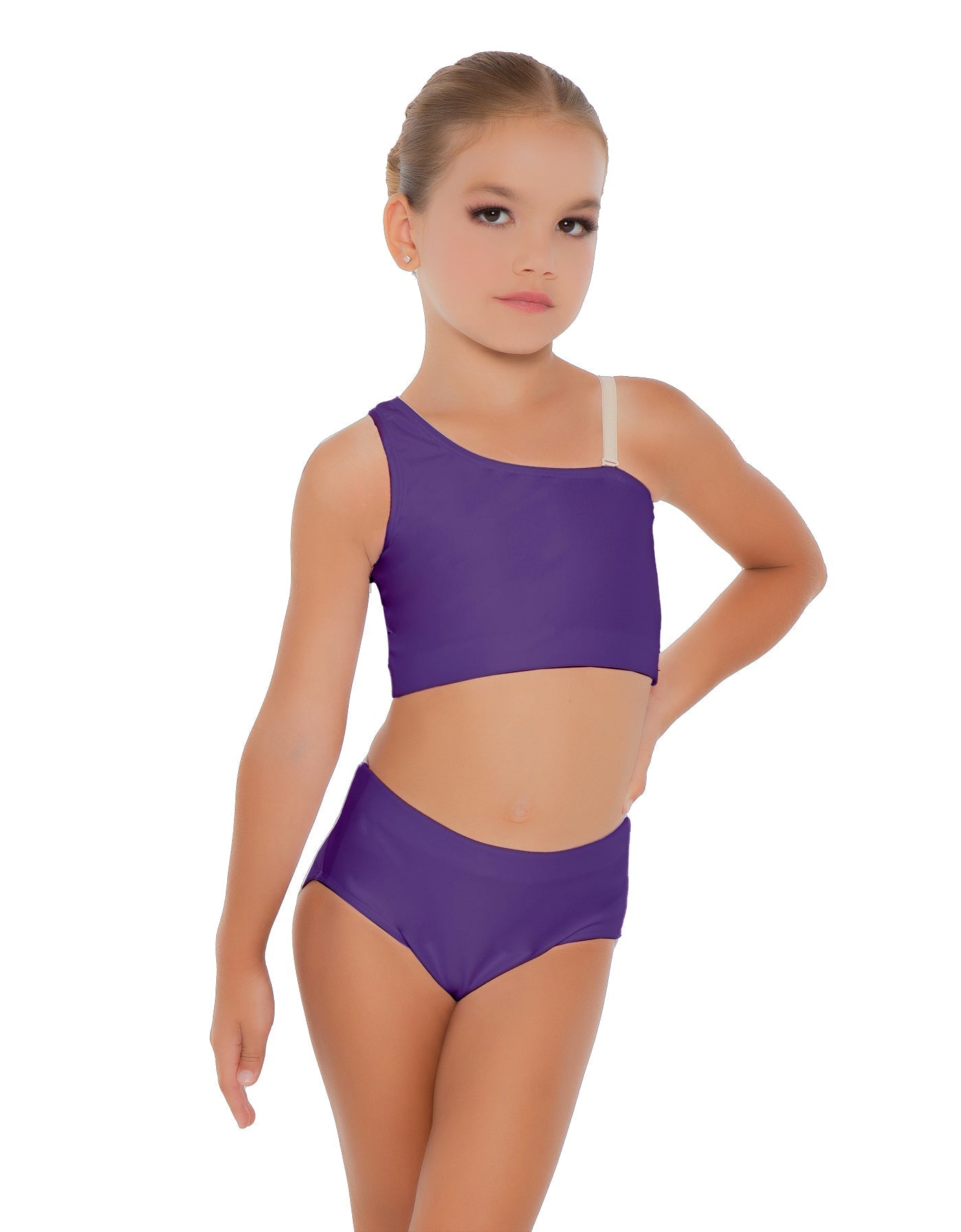 Solid Lycra One Shoulder Crop Top