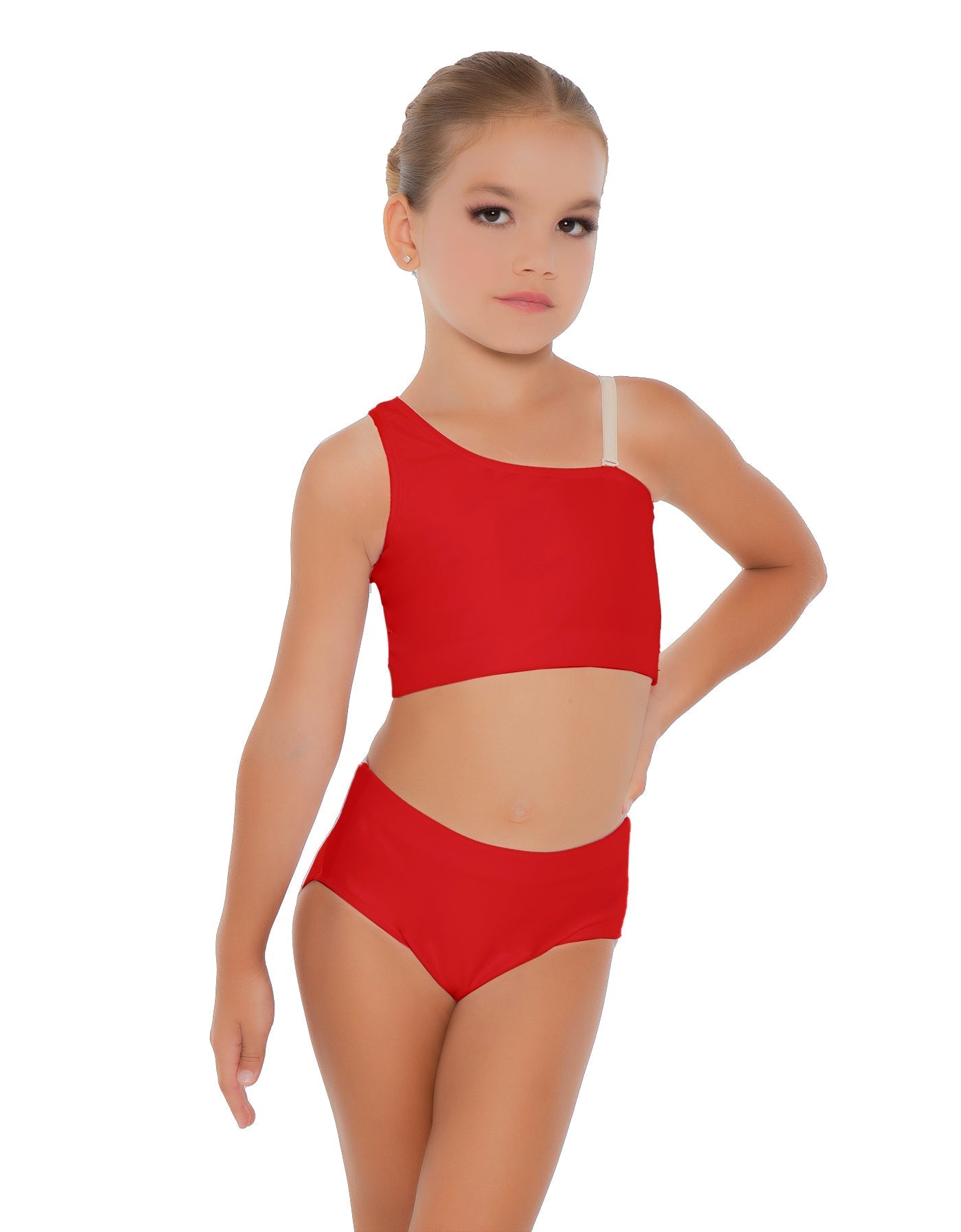 Solid Lycra One Shoulder Crop Top