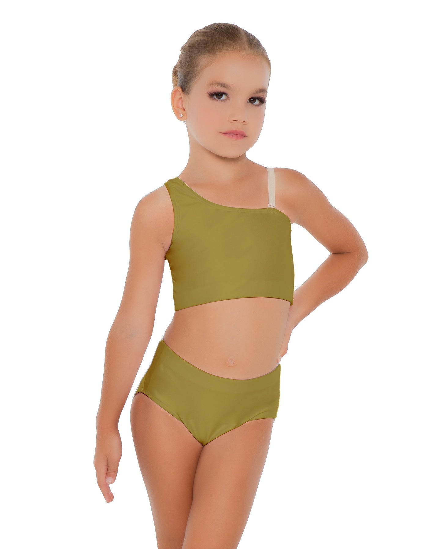 Solid Lycra One Shoulder Crop Top