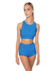 Solid Lycra High Neck Spaghetti Strap Crop
