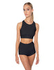 Solid Lycra High Neck Spaghetti Strap Crop