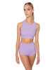 Solid Lycra High Neck Spaghetti Strap Crop