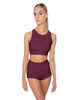 Solid Lycra High Neck Spaghetti Strap Crop