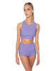 Solid Lycra High Neck Spaghetti Strap Crop