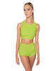 Solid Lycra High Neck Spaghetti Strap Crop
