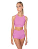 Solid Lycra High Neck Spaghetti Strap Crop