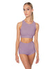 Solid Lycra High Neck Spaghetti Strap Crop