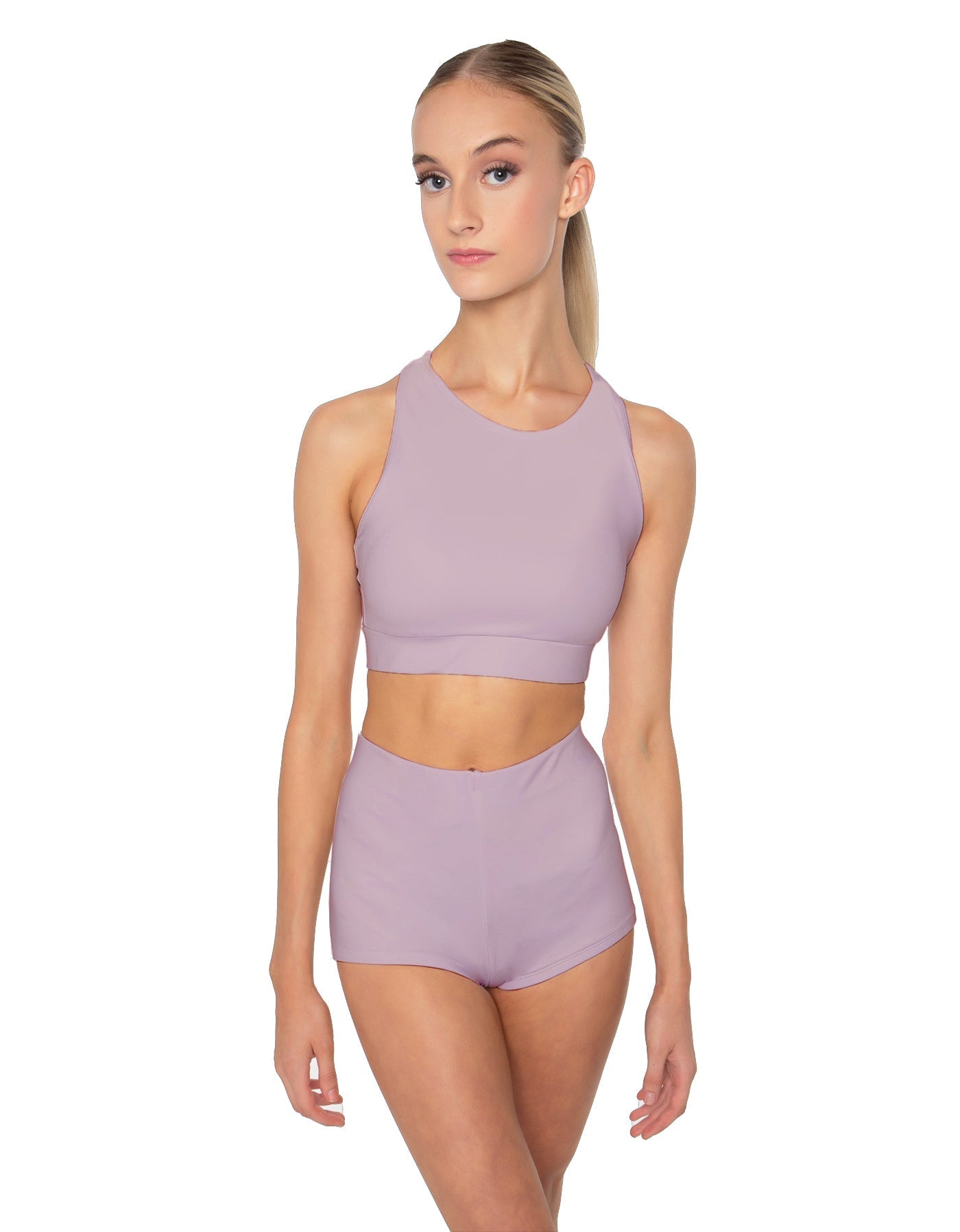 Solid Lycra High Neck Spaghetti Strap Crop