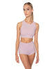 Solid Lycra High Neck Spaghetti Strap Crop