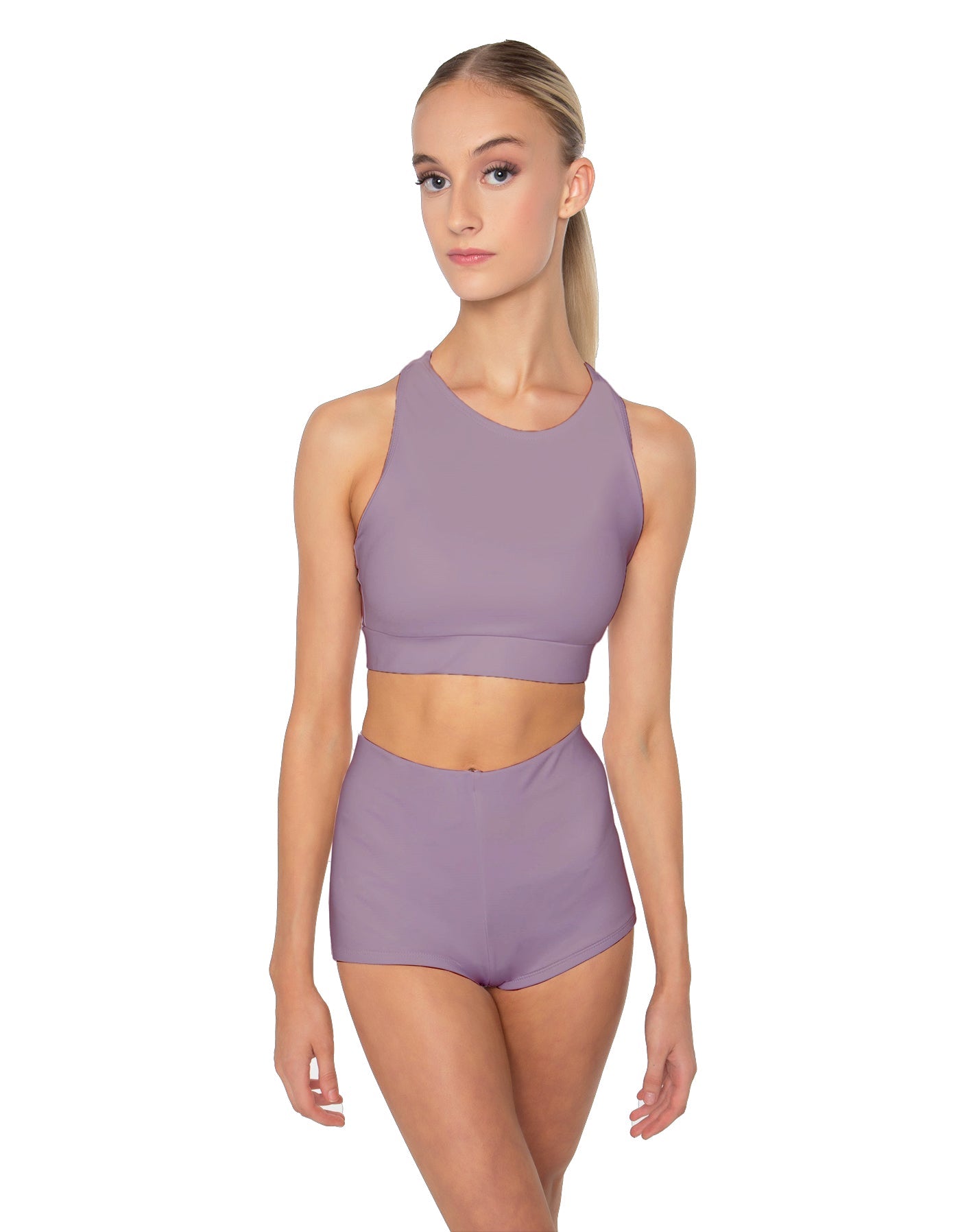Solid Lycra High Neck Spaghetti Strap Crop