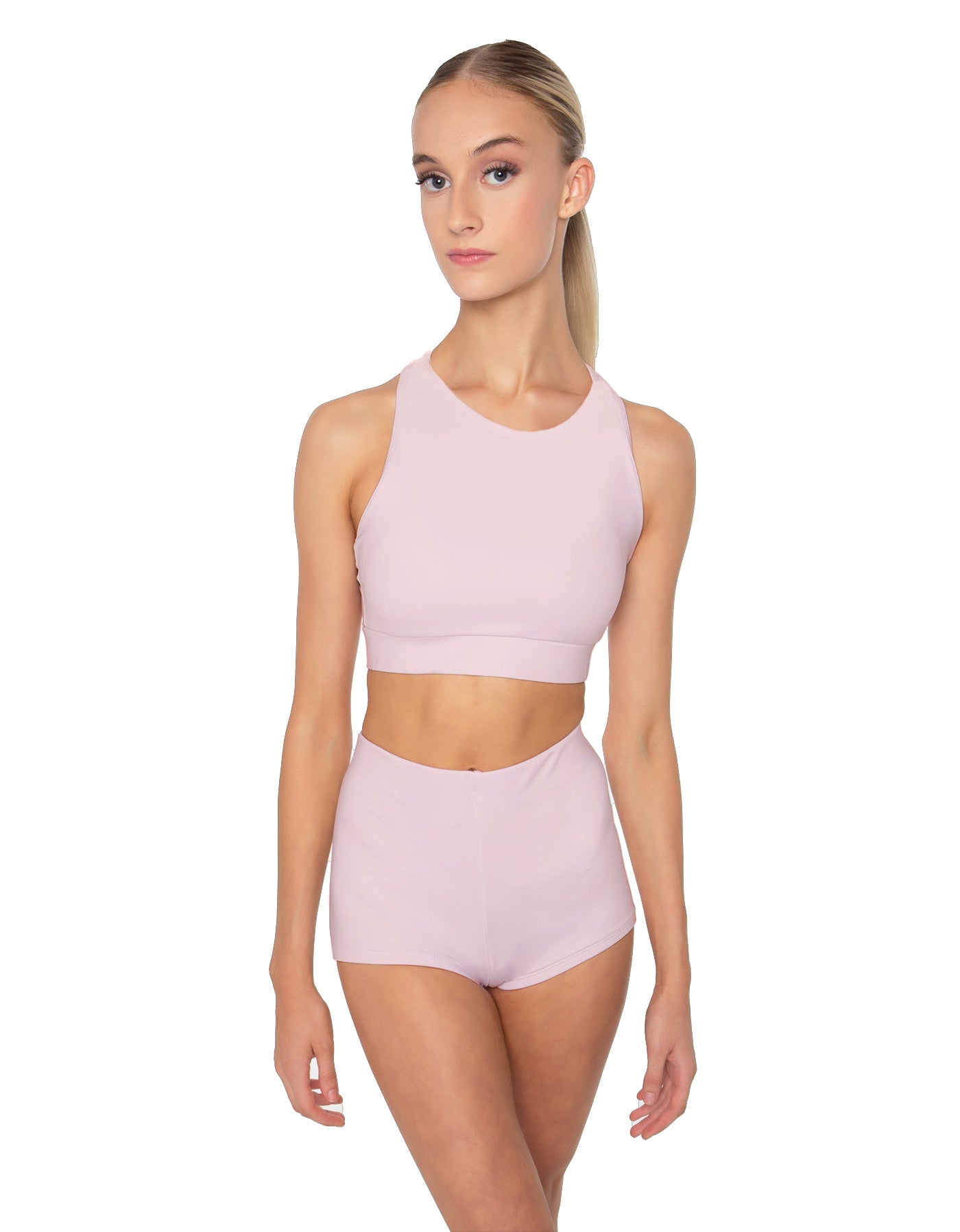 Solid Lycra High Neck Spaghetti Strap Crop