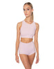 Solid Lycra High Neck Spaghetti Strap Crop