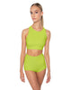 Solid Lycra High Neck Spaghetti Strap Crop