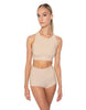 Solid Lycra High Neck Spaghetti Strap Crop