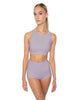Solid Lycra High Neck Spaghetti Strap Crop