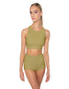 Solid Lycra High Neck Spaghetti Strap Crop