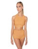 Solid Lycra High Neck Spaghetti Strap Crop
