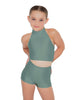 Solid Lycra Halter Crop Top