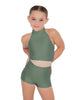Solid Lycra Halter Crop Top