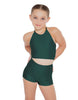 Solid Lycra Halter Binding Crop Top