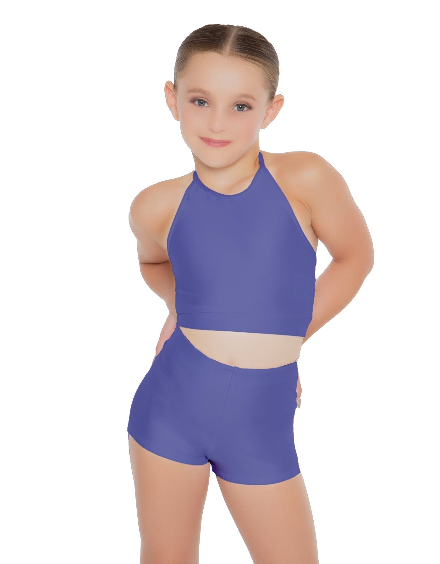 Solid Lycra Halter Binding Crop Top