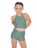 Solid Lycra Halter Binding Crop Top