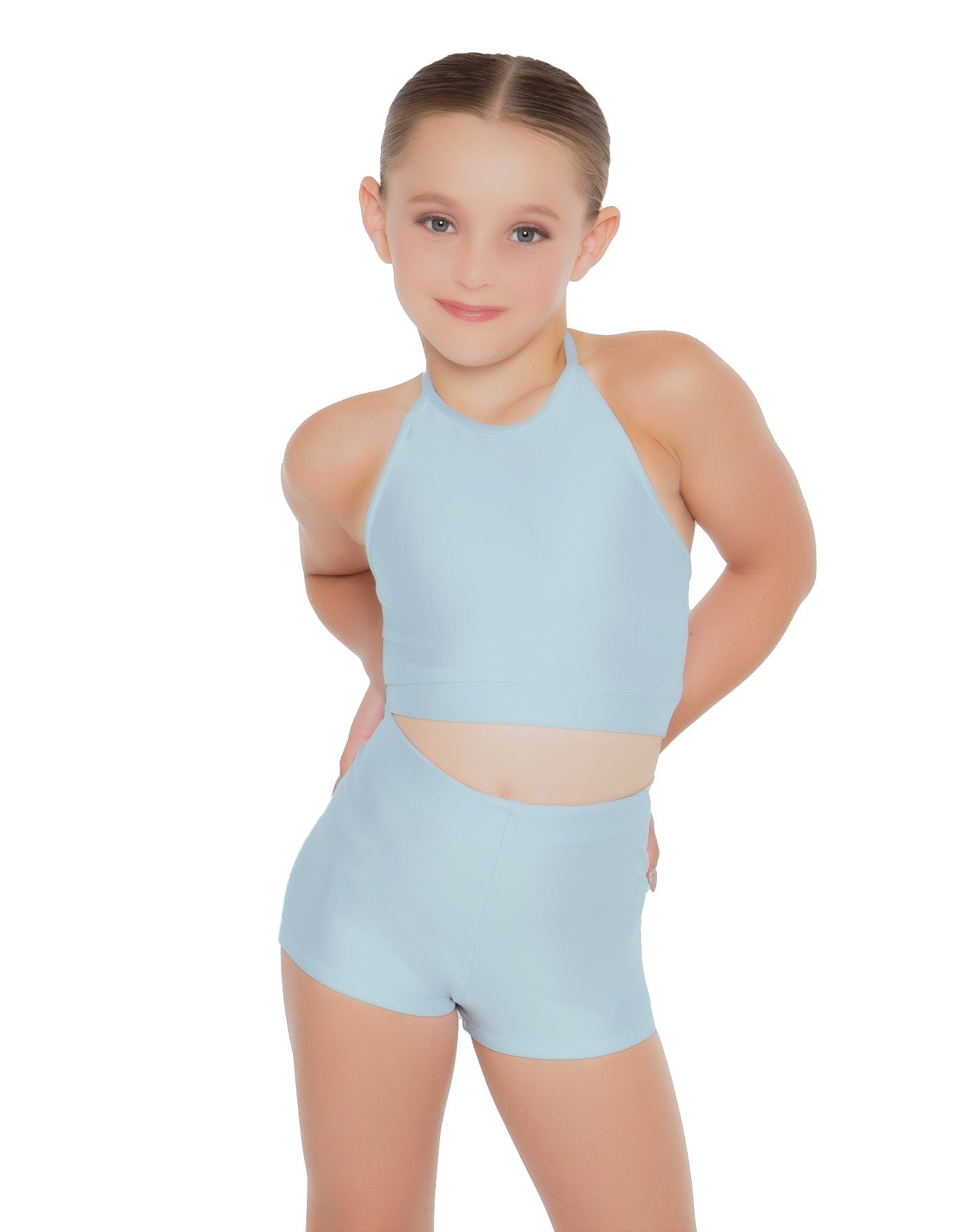 Solid Lycra Halter Binding Crop Top