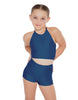 Solid Lycra Halter Binding Crop Top