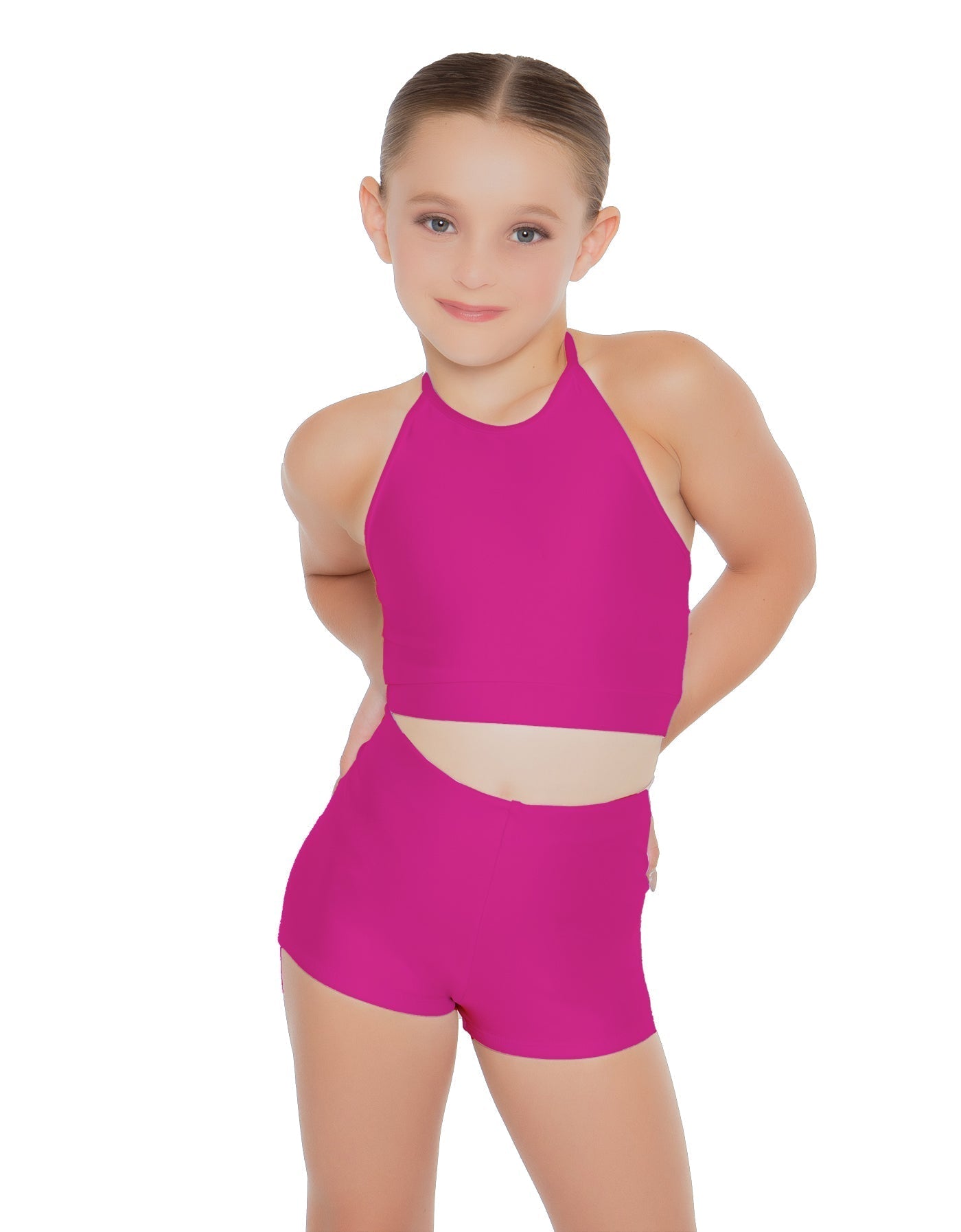 Solid Lycra Halter Binding Crop Top