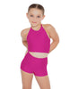Solid Lycra Halter Binding Crop Top
