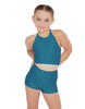 Solid Lycra Halter Binding Crop Top