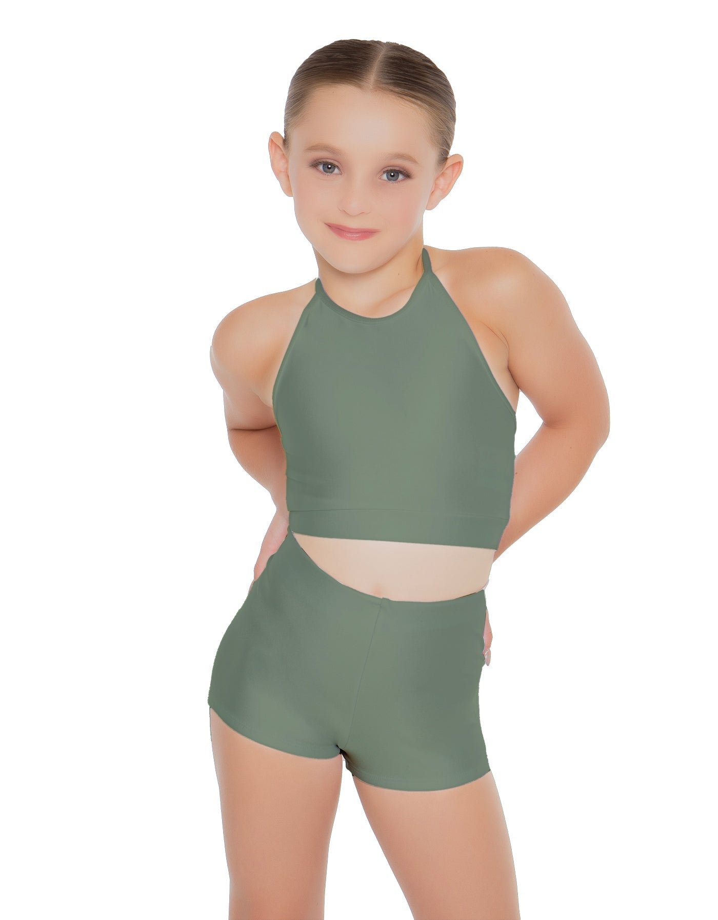 Solid Lycra Halter Binding Crop Top