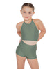 Solid Lycra Halter Binding Crop Top