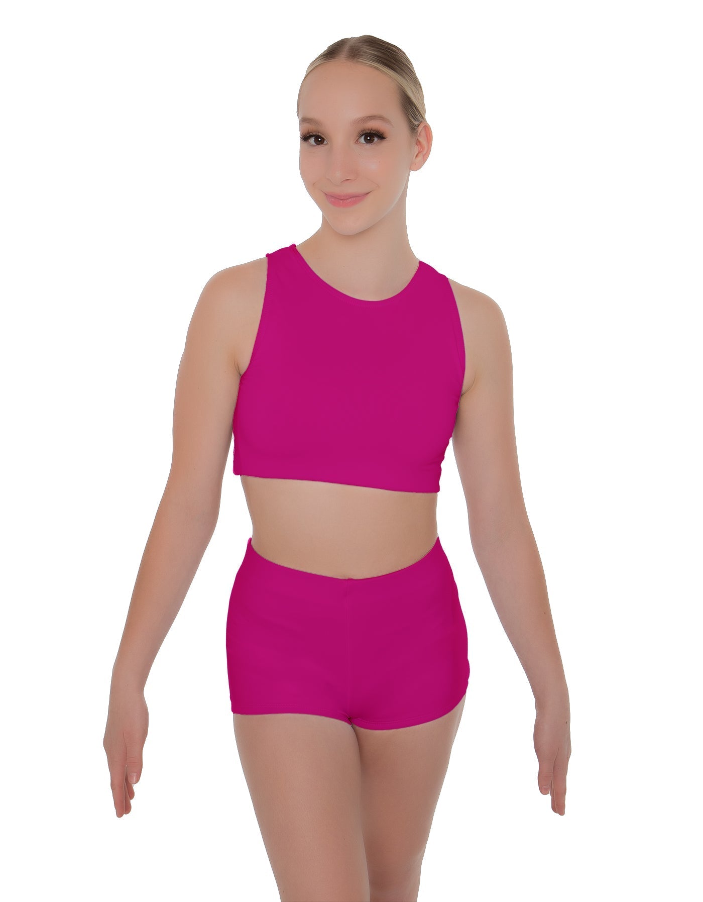Solid Lycra Sleeveless Crop Top
