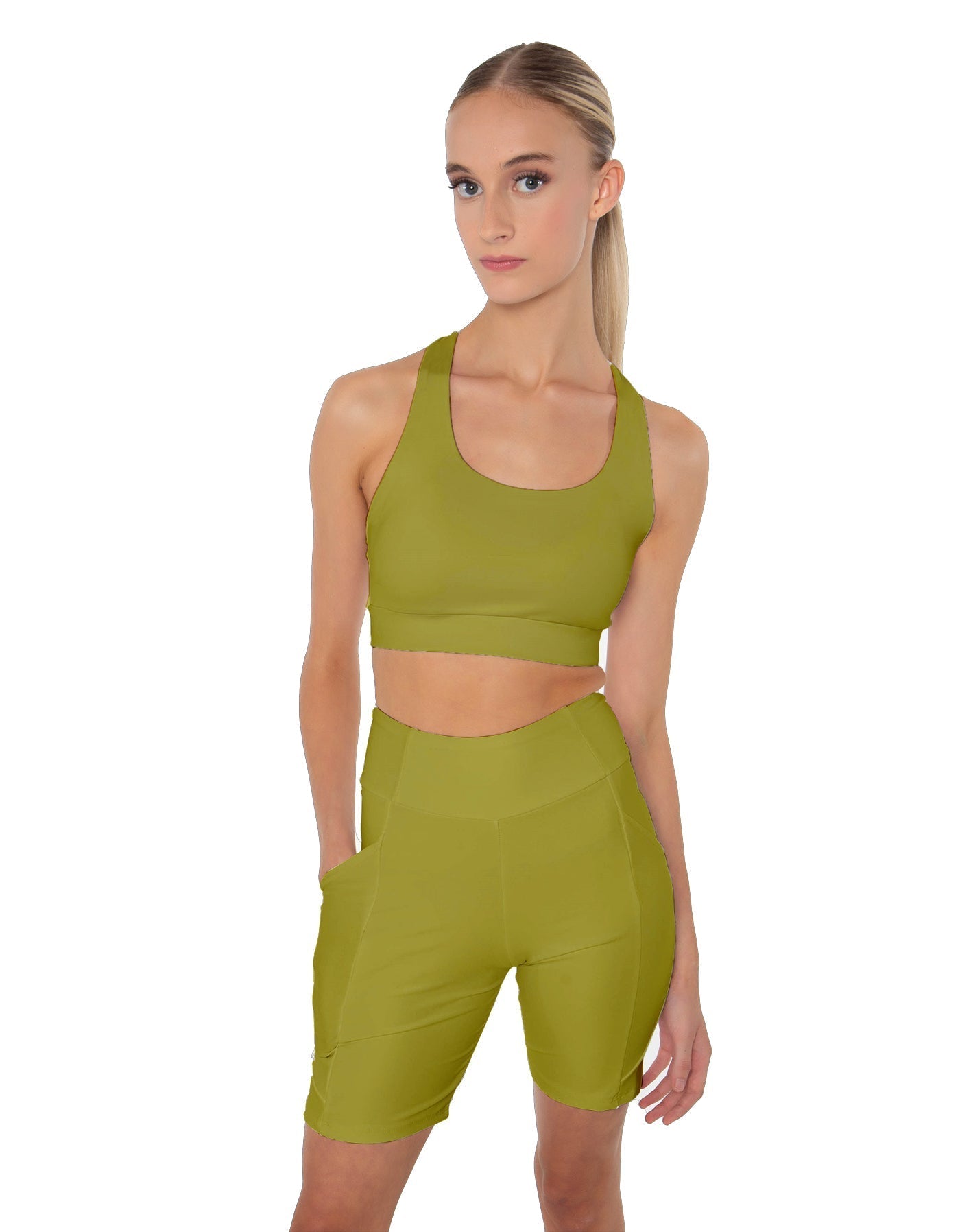 Solid Lycra Scoop Neck Spaghetti Strap Crop