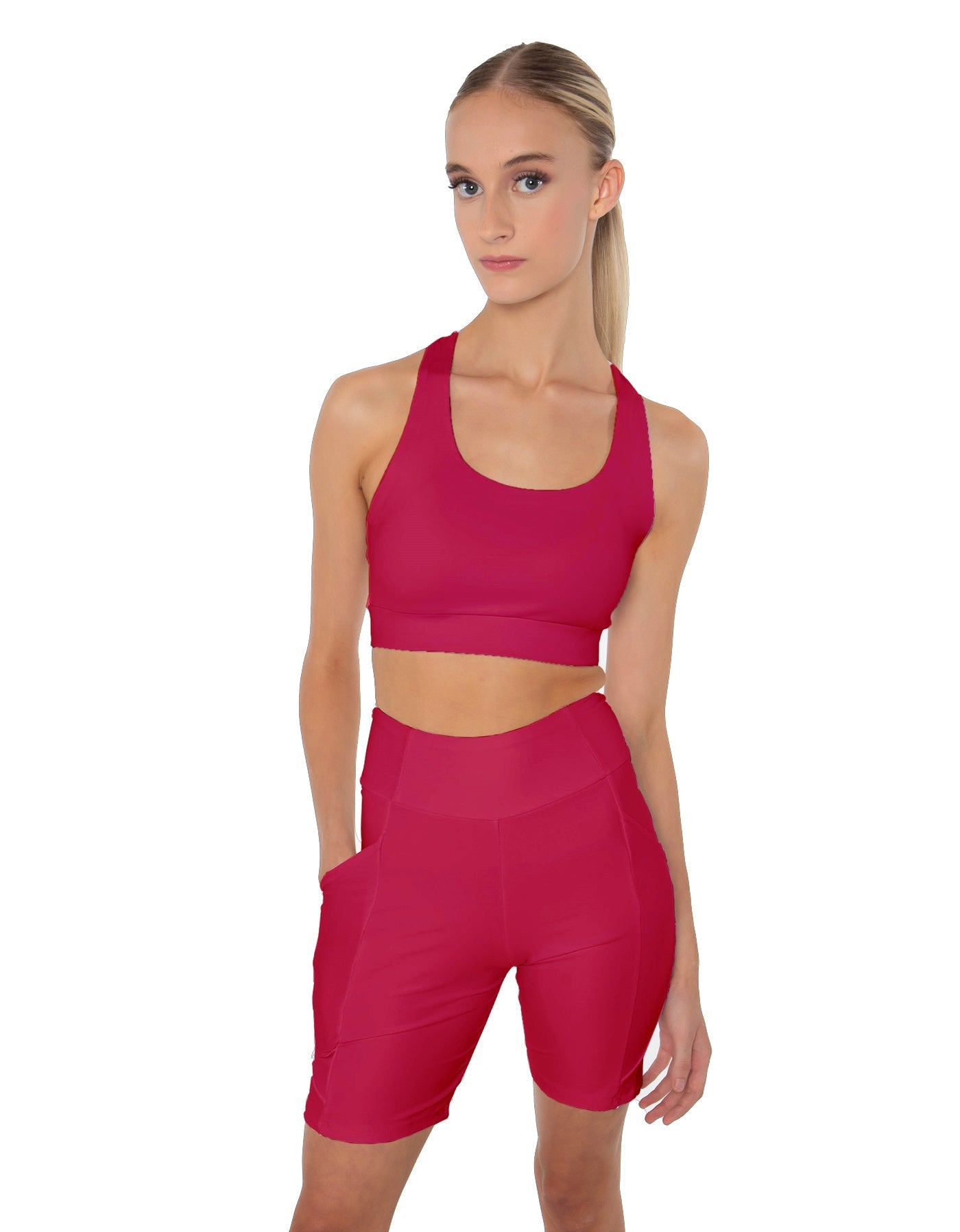 Solid Lycra Scoop Neck Spaghetti Strap Crop