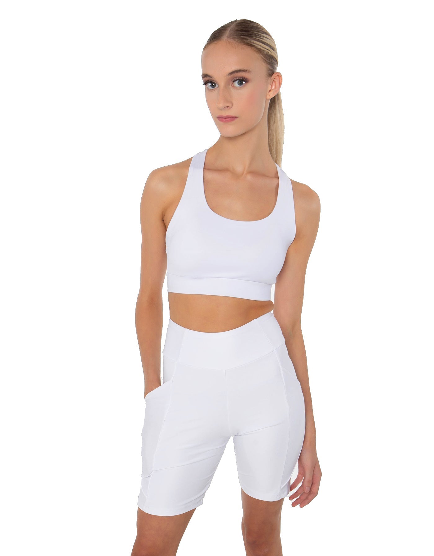 Solid Lycra Scoop Neck Spaghetti Strap Crop