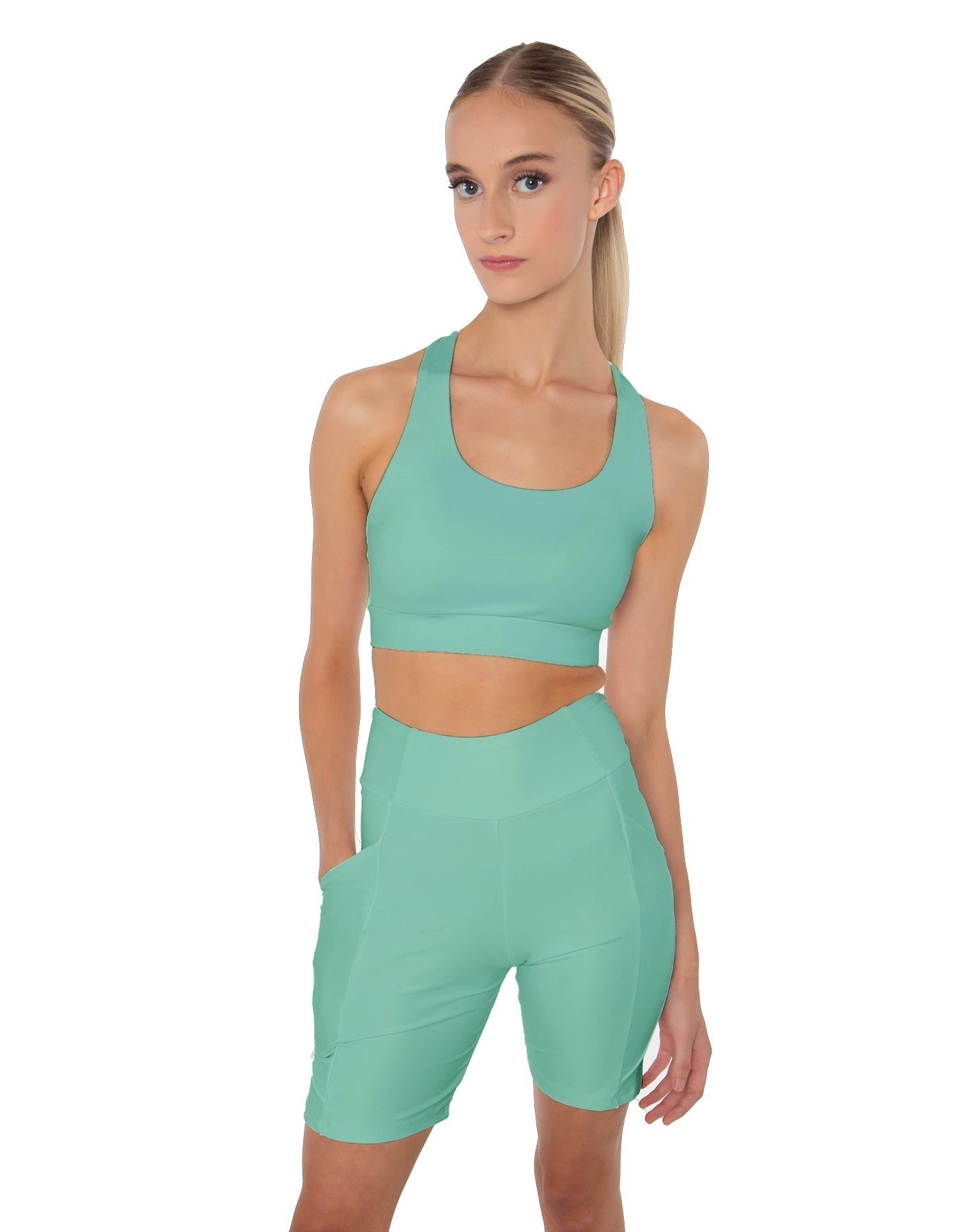 Solid Lycra Scoop Neck Spaghetti Strap Crop