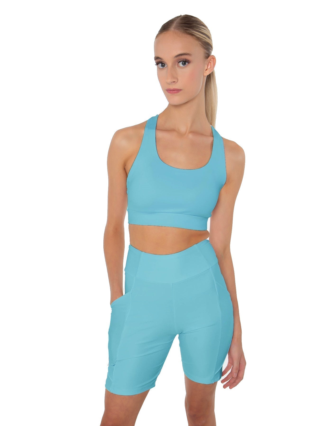 Solid Lycra Scoop Neck Spaghetti Strap Crop