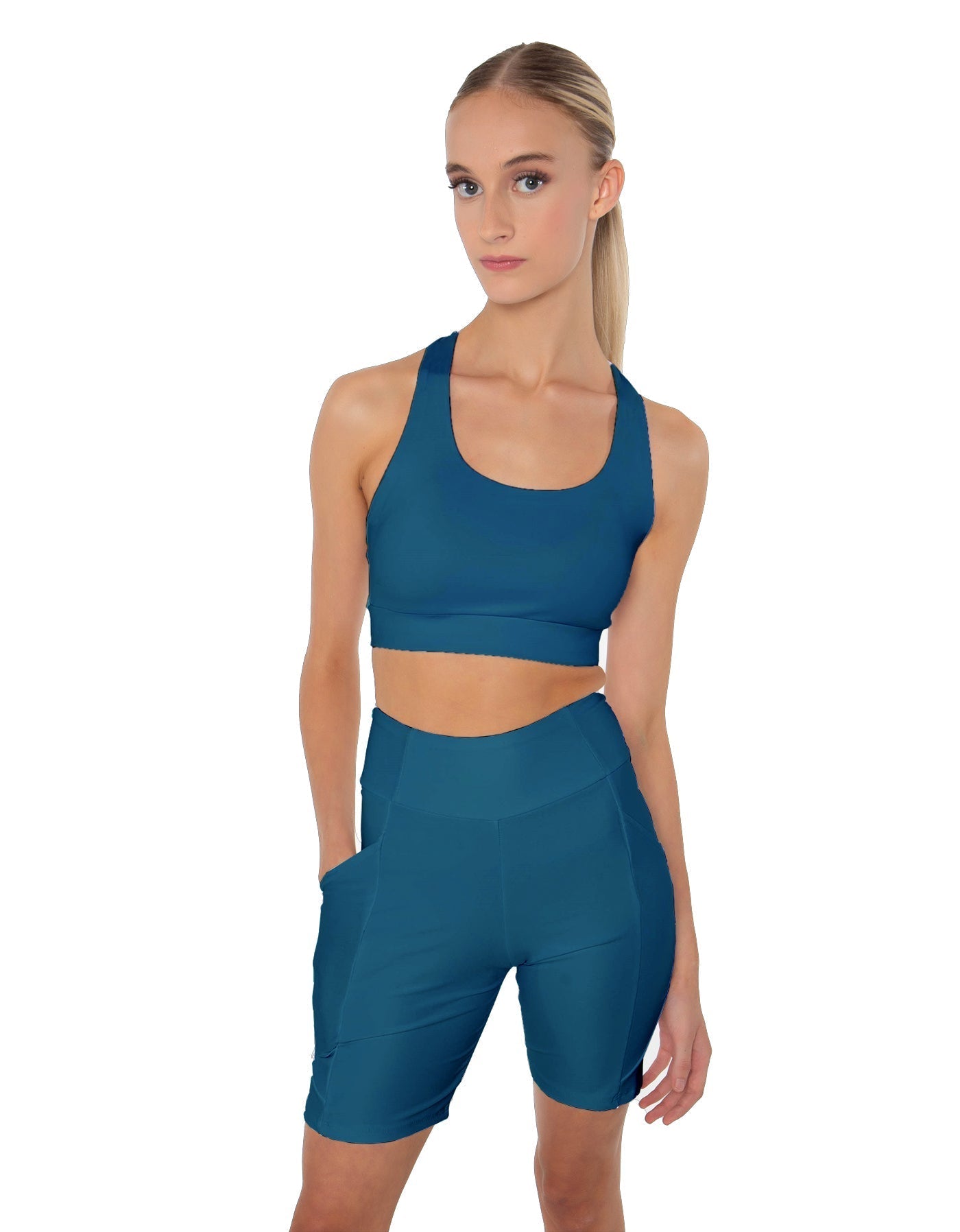 Solid Lycra Scoop Neck Spaghetti Strap Crop