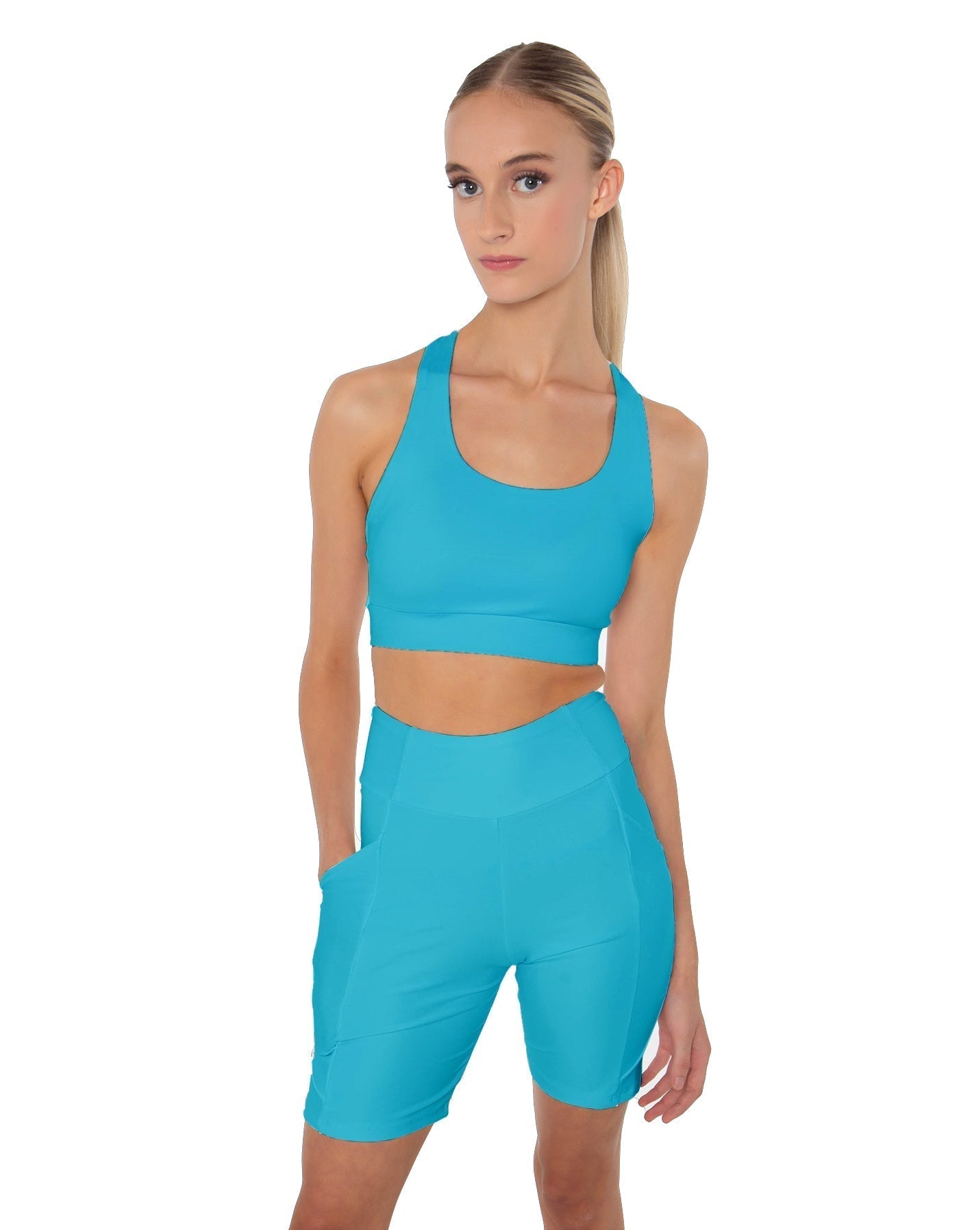 Solid Lycra Scoop Neck Spaghetti Strap Crop