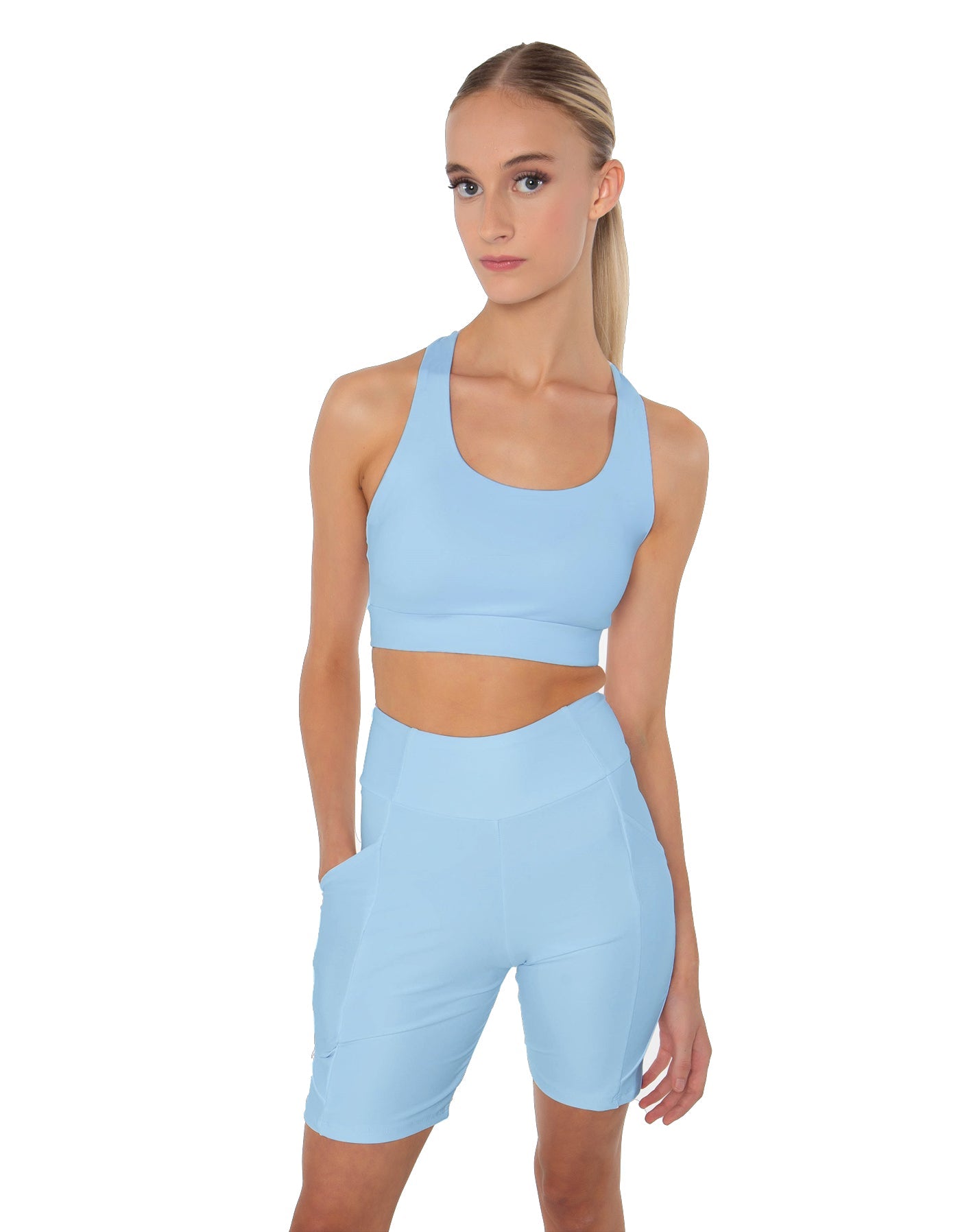 Solid Lycra Scoop Neck Spaghetti Strap Crop