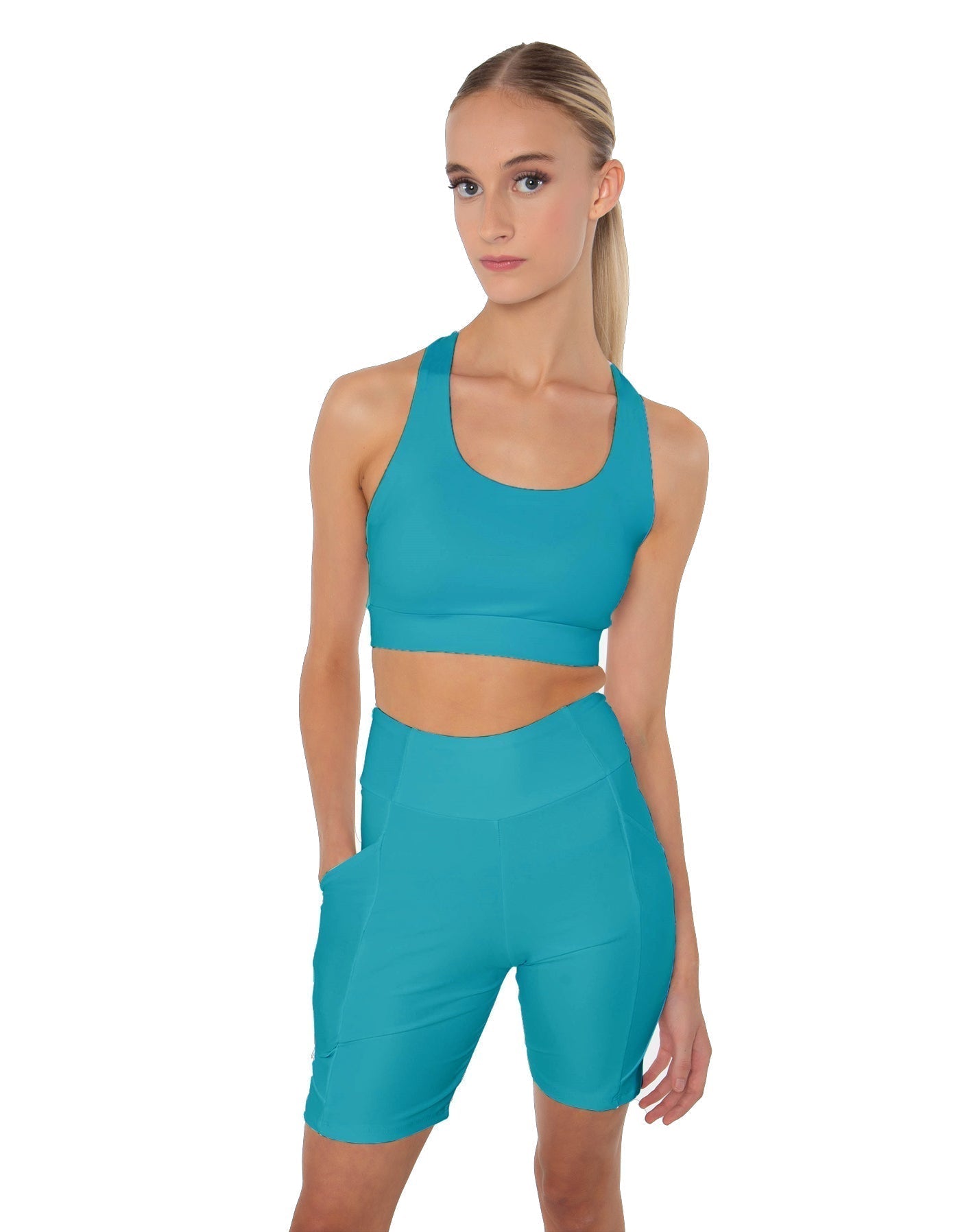 Solid Lycra Scoop Neck Spaghetti Strap Crop