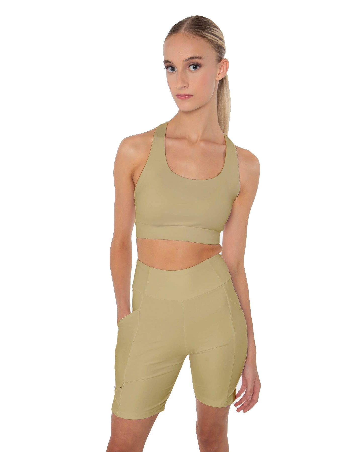 Solid Lycra Scoop Neck Spaghetti Strap Crop