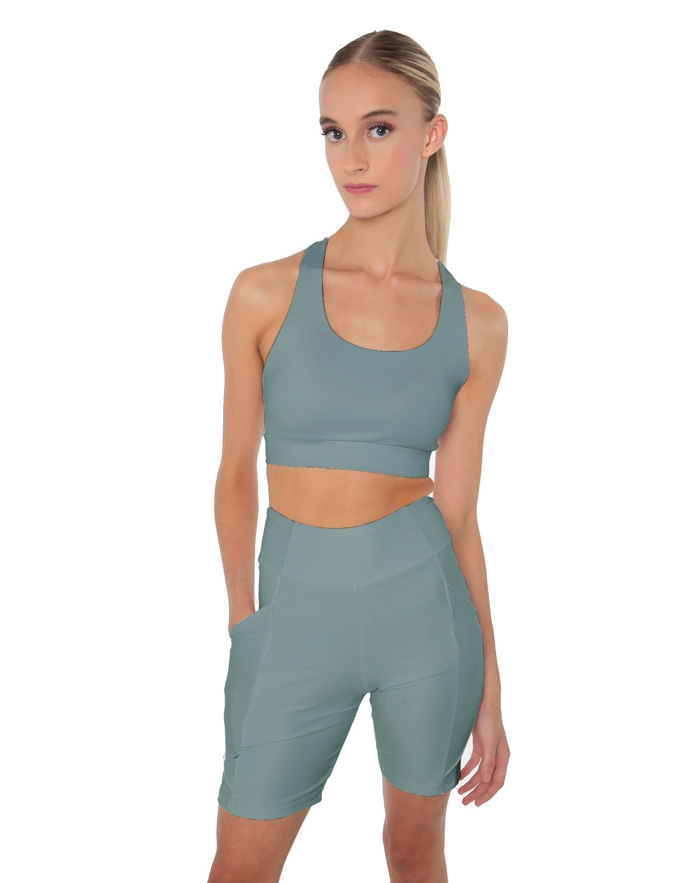 Solid Lycra Scoop Neck Spaghetti Strap Crop