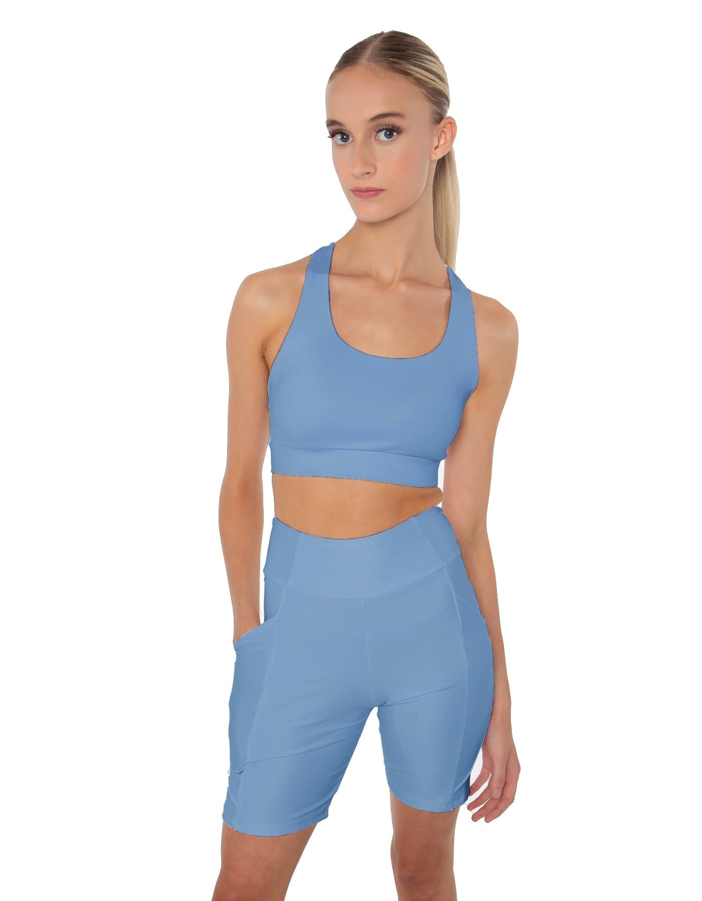 Solid Lycra Scoop Neck Spaghetti Strap Crop