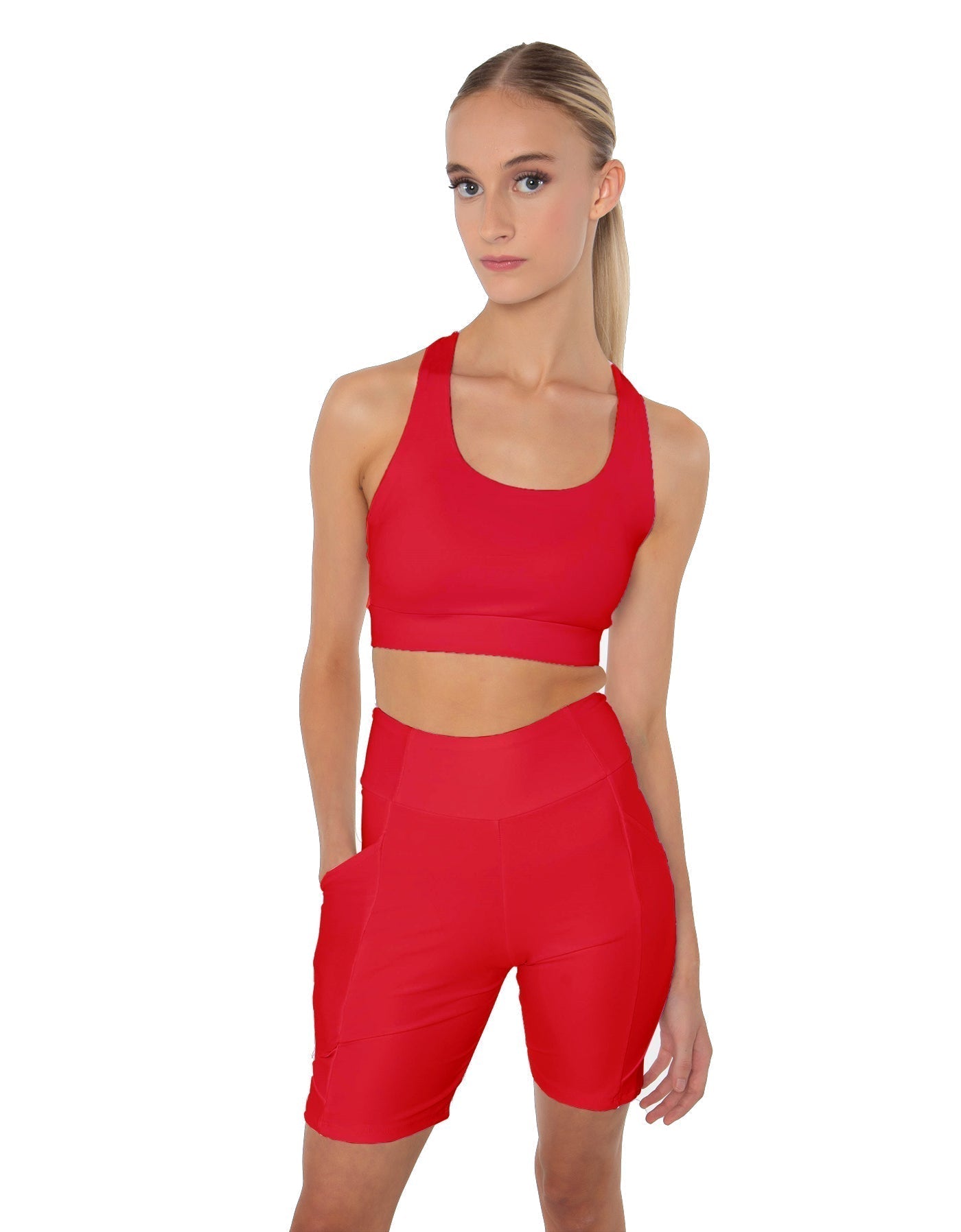 Solid Lycra Scoop Neck Spaghetti Strap Crop